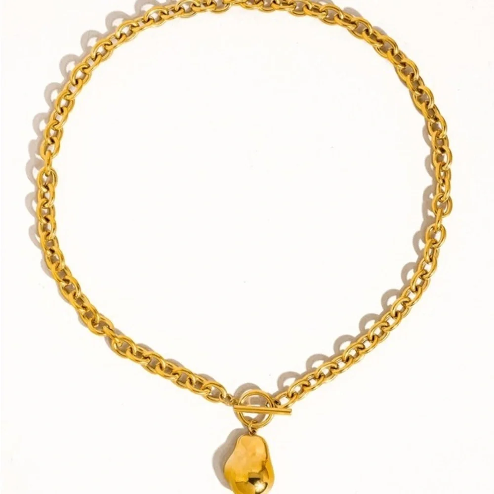 18K Gold Large Pearl Chain Necklace (1207)